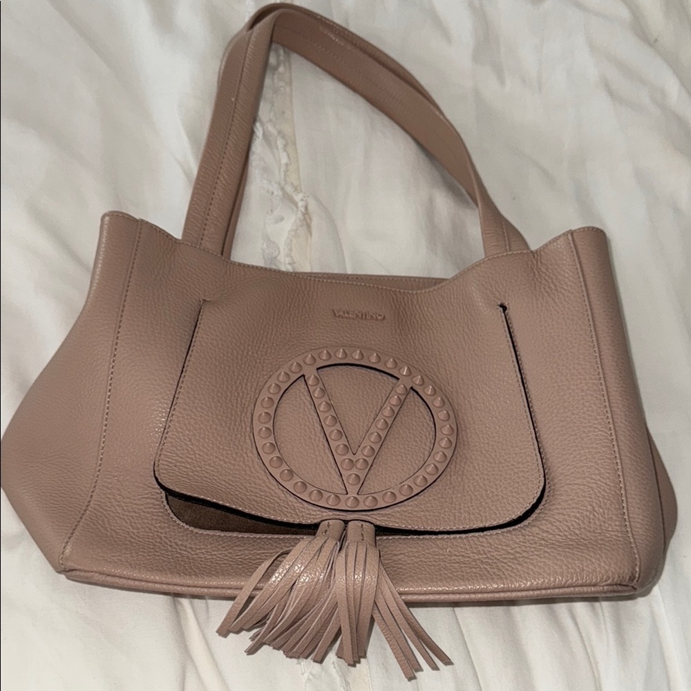 Valentino Tan Shoulder Bag with Elegant Tassel Detail